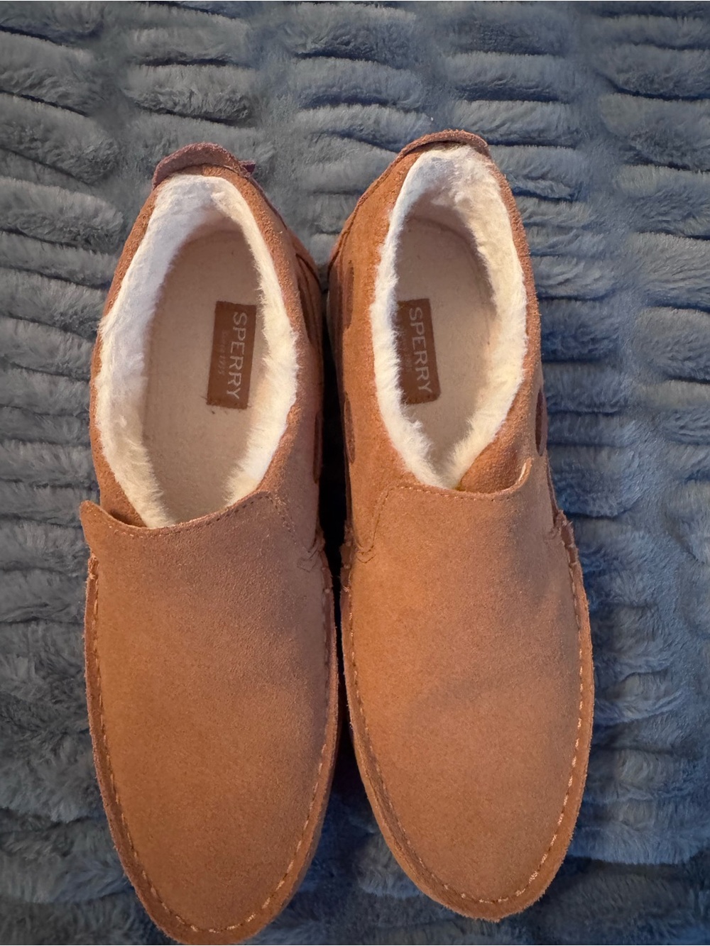 Sperry Women's Faux Suede Slip-On Moccasin with Faux Shearling Lining